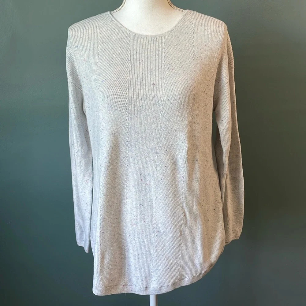 Talbots Long Speckled Colorful Sweater Medium Petite Classic Comfortable‎